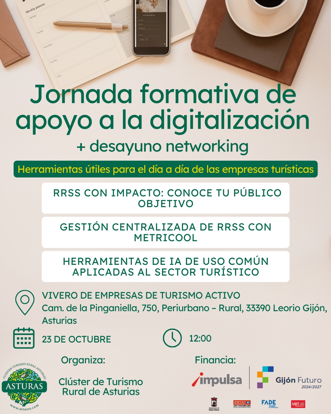cartel jornada de formación apoyo a la digitalización del sector turistico
